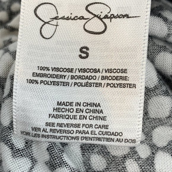 Jessica Simpson Soft Flowy Tank Top Black White Leopard Scoop Neck Viscose Small - Picture 4 of 12